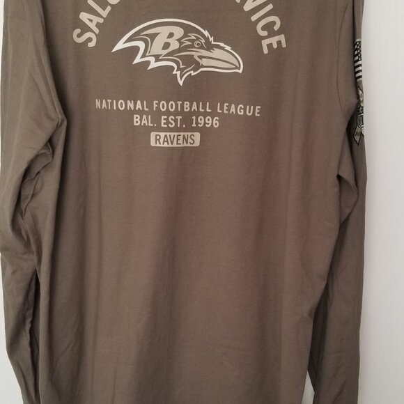 Men's Baltimore Ravens Nike Olive Salute to Service Sideline Long Sleeve T-Shirt - Picture 11 of 12